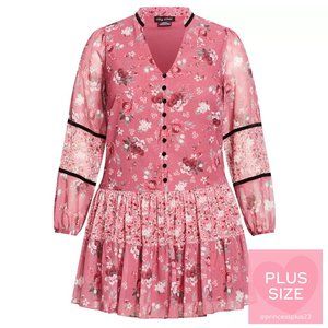 City Chic | *PLUS SIZE* | Laura Floral Dress - Pink